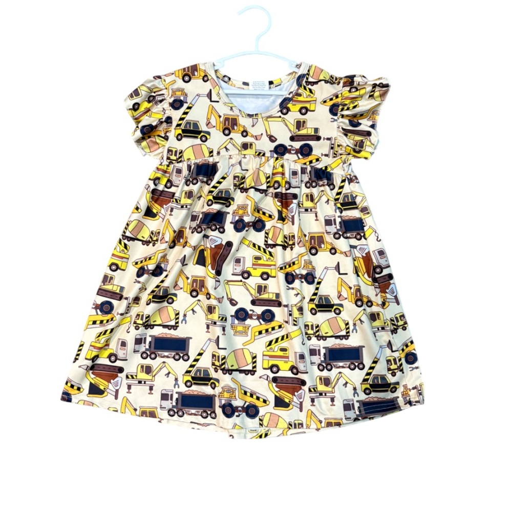 Kids Yellow Construction Print Dress